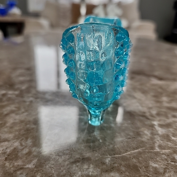 Vintage Blue Opalescent Hobnail Glass Slipper - Picture 4 of 6